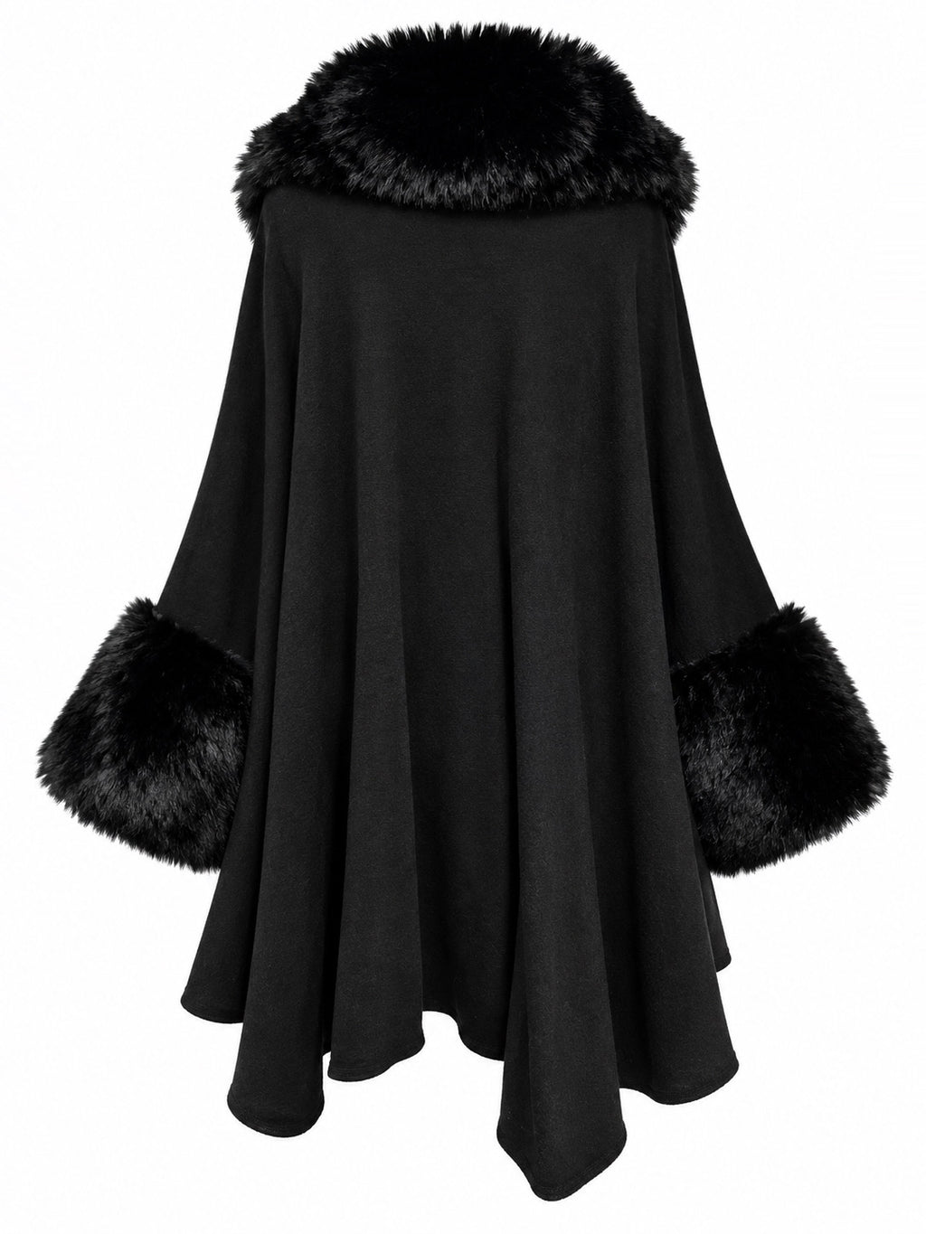 Midnight Faux-Fur Cape