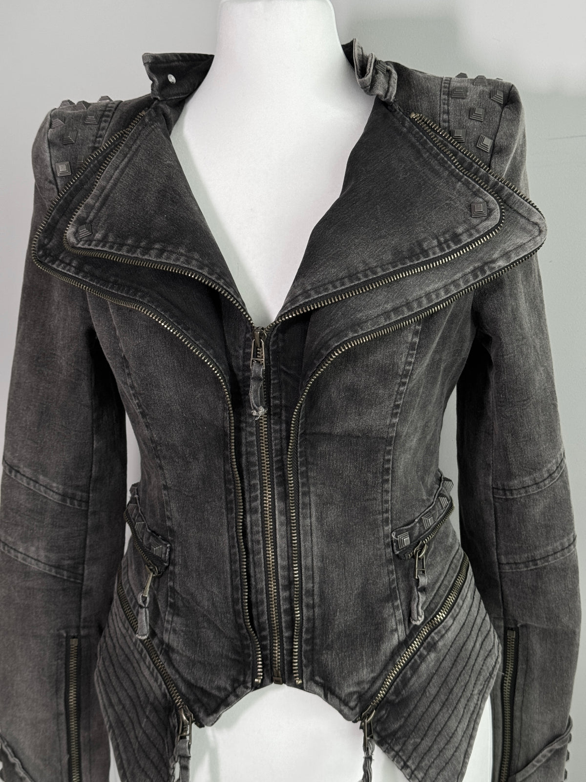 Acid Wash Gothic Biker Jacket