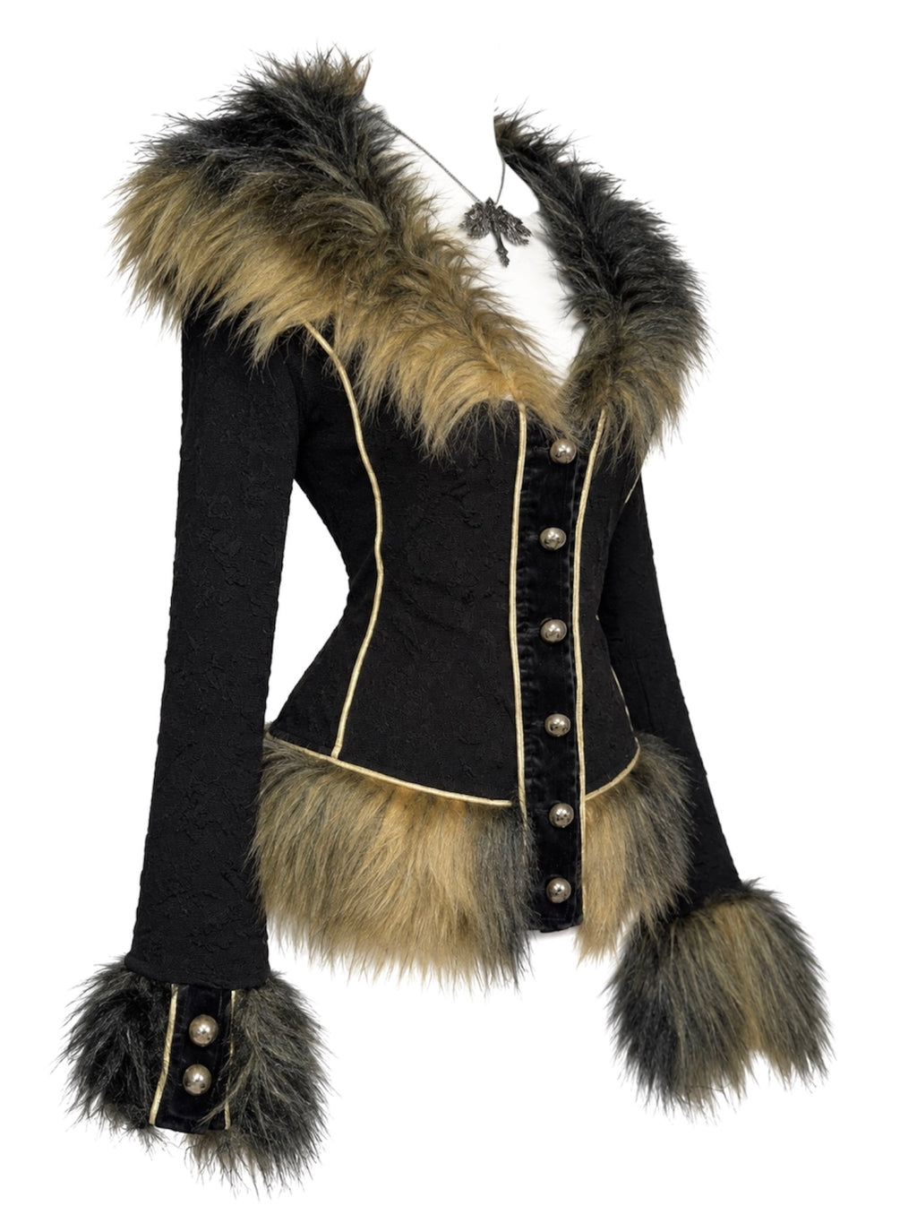 Gothic Vintage Faux-Fur Trim Jacket