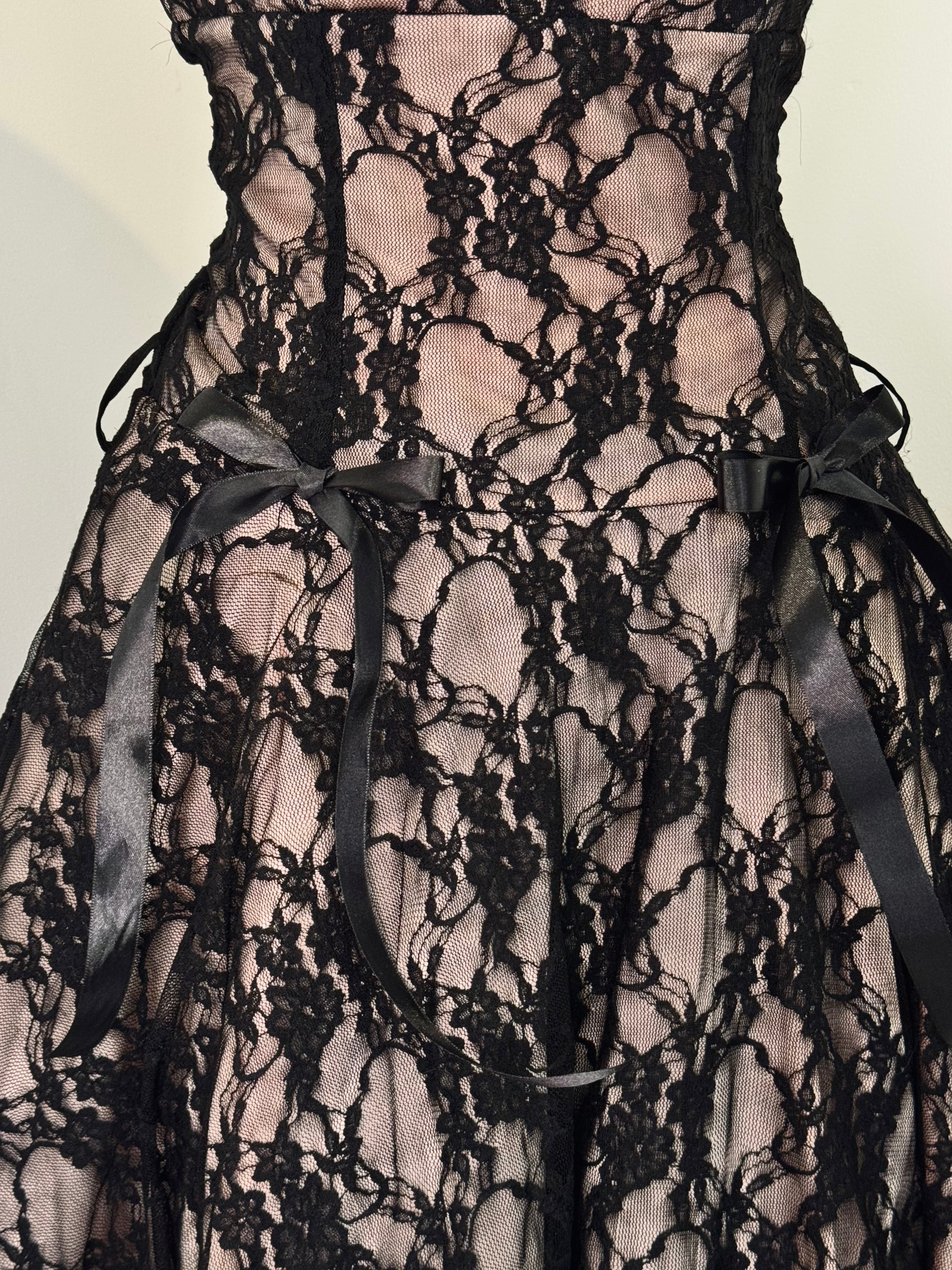 Gothic Romance Black Lace Strapless Dress