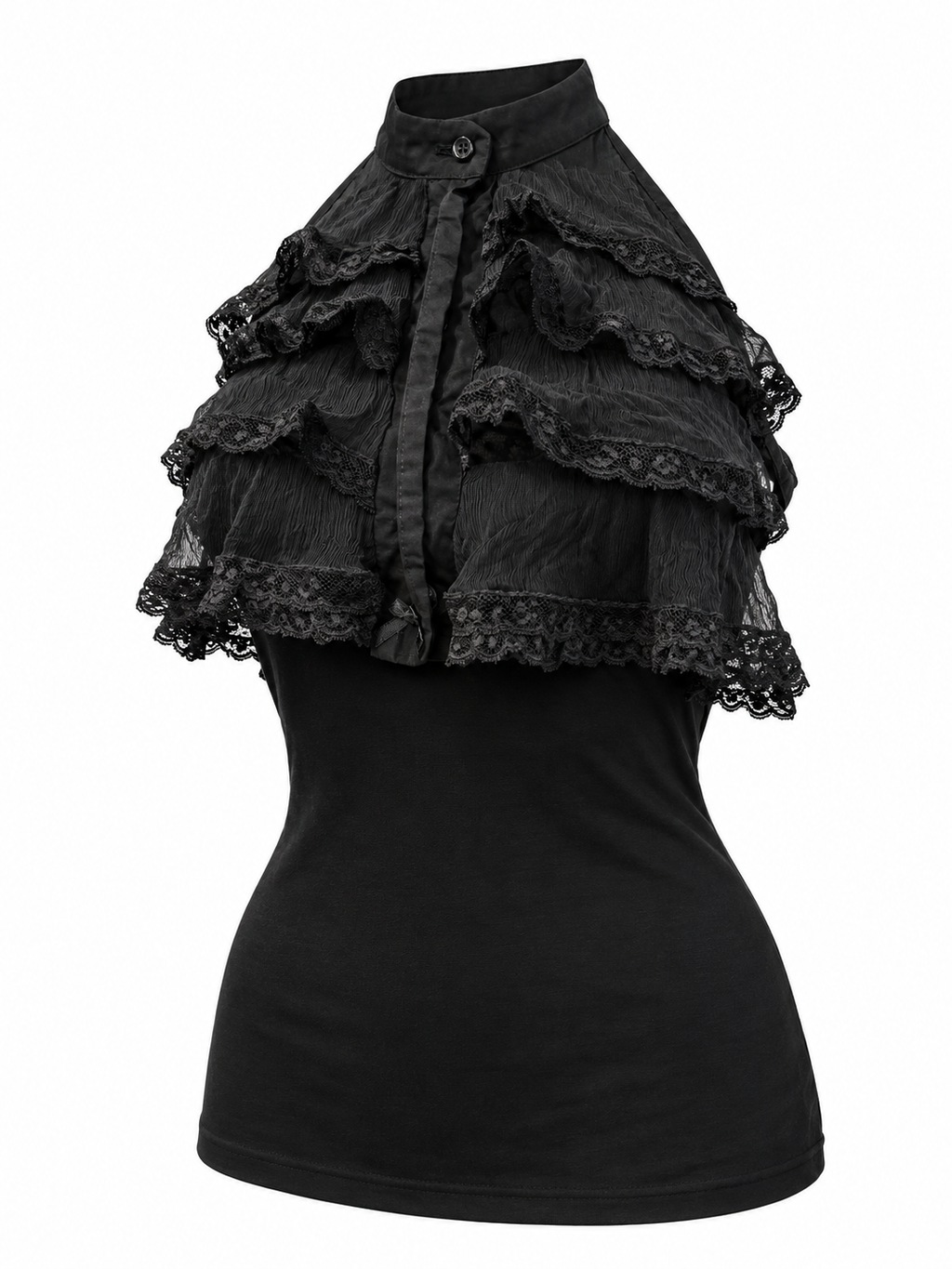 Black Lace Ruffle Halter Top