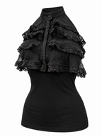 Black Lace Ruffle Halter Top