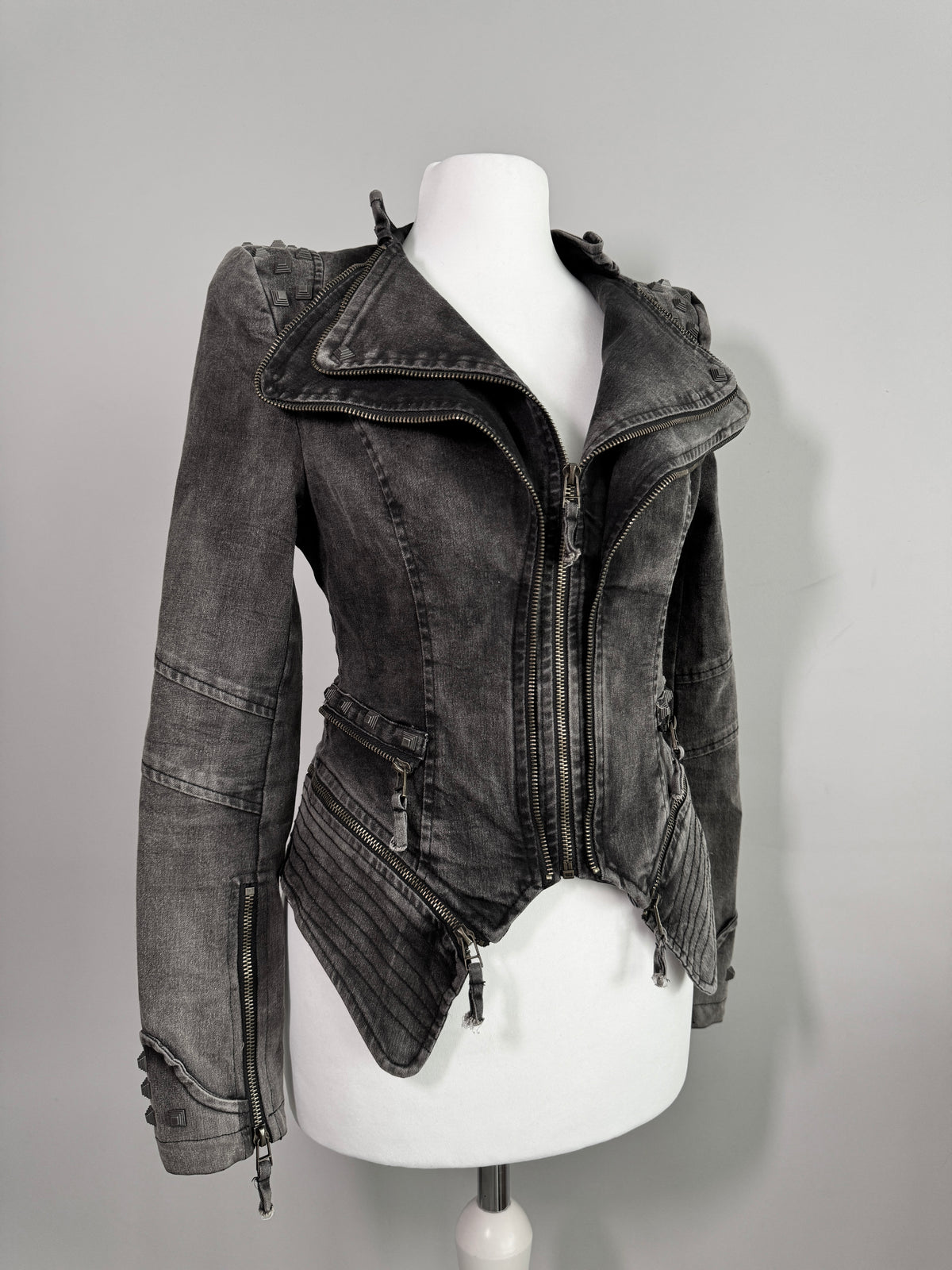 Acid Wash Gothic Biker Jacket