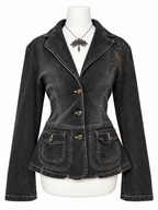 Charcoal Grey Acid Wash Denim Blazer