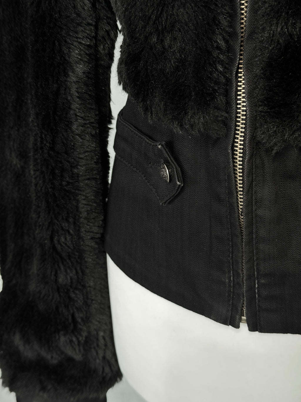 Midnight Black Furry Zip Jacket