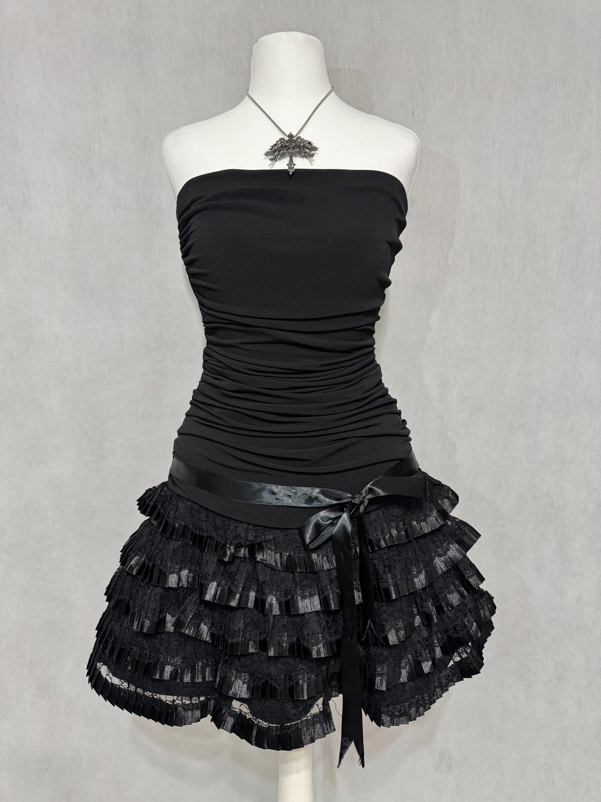 Midnight Black Lace Ruffle Dress