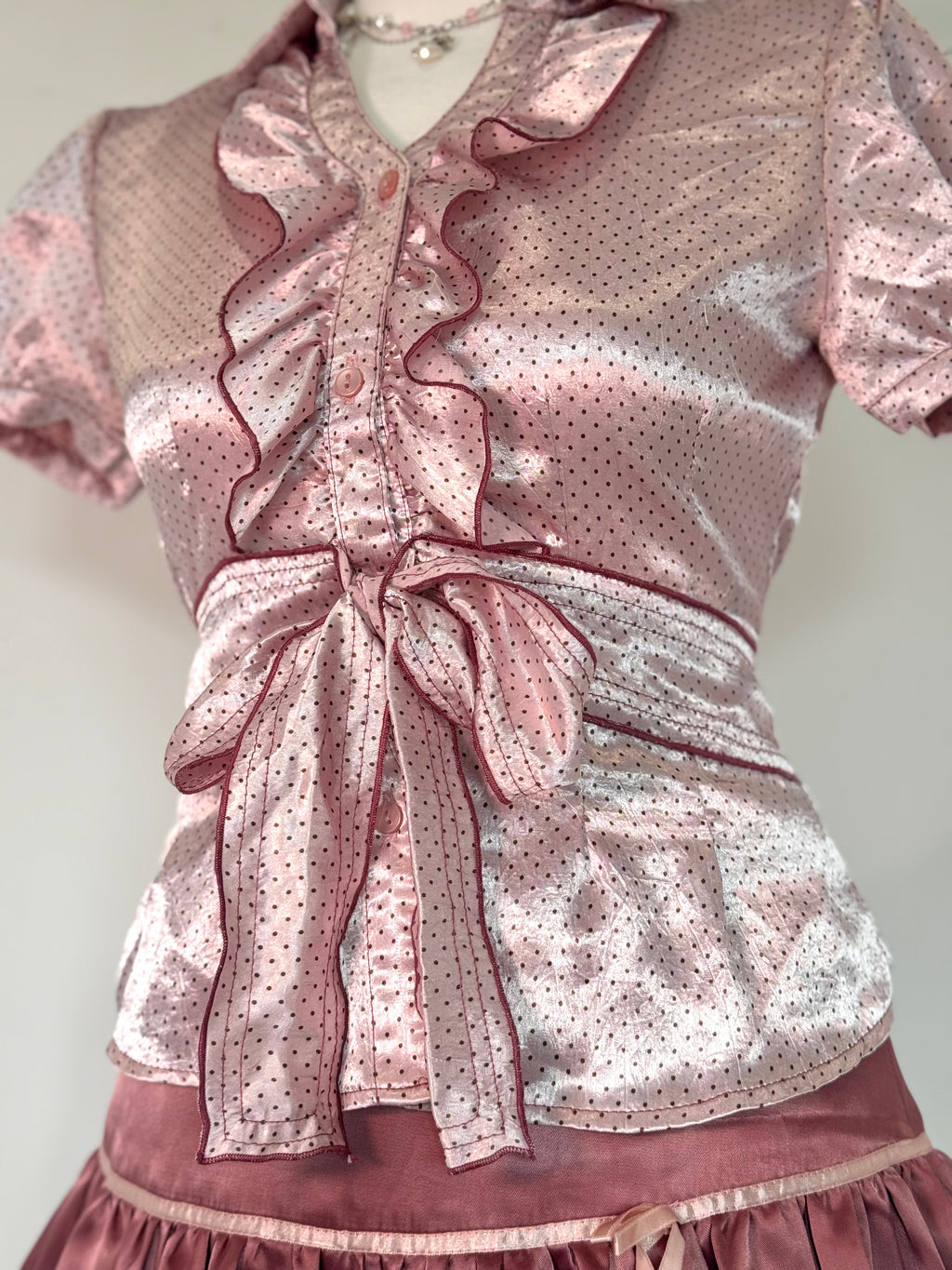 Pink polka dot set (shirt & bubble skirt)