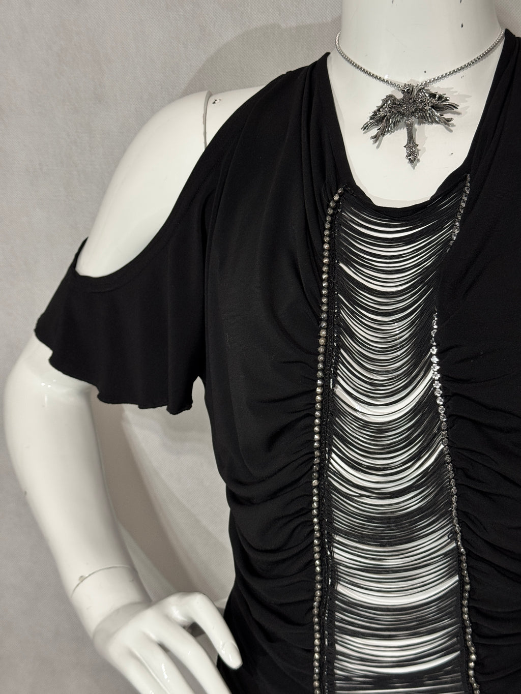 Gothic Trashy Draped Cut-Out Top