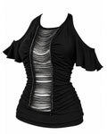 Gothic Trashy Draped Cut-Out Top