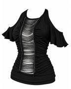 Gothic Trashy Draped Cut-Out Top