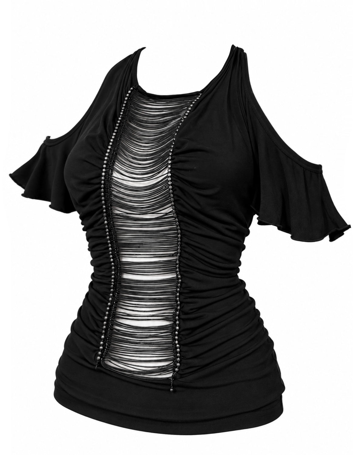 Gothic Trashy Draped Cut-Out Top