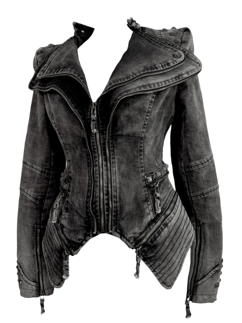 Acid Wash Gothic Biker Jacket
