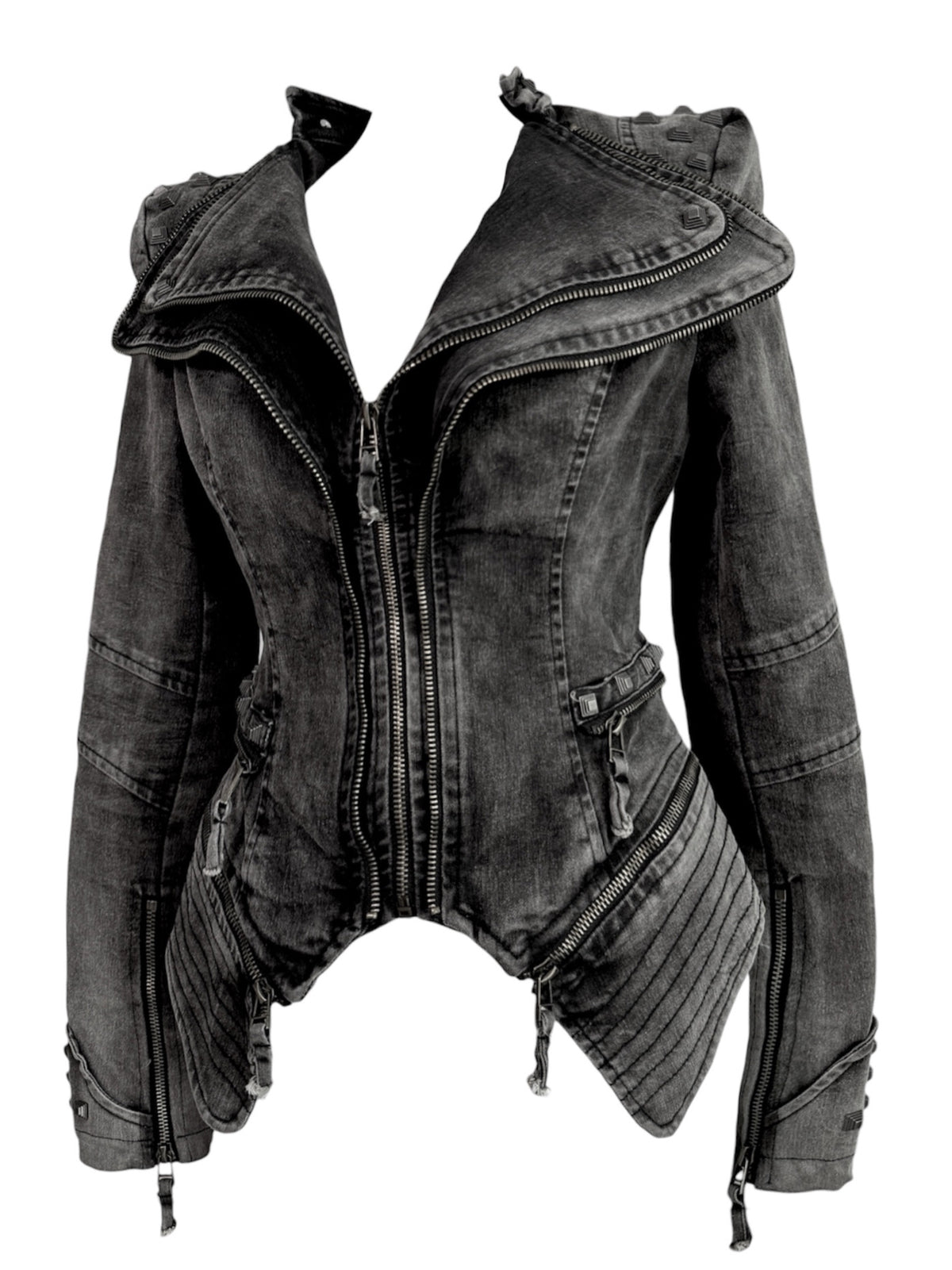 Acid Wash Gothic Biker Jacket