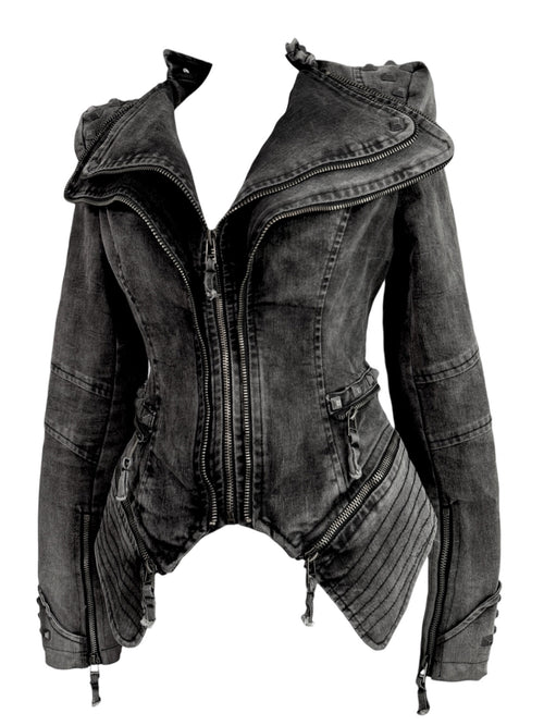 Acid Wash Gothic Biker Jacket