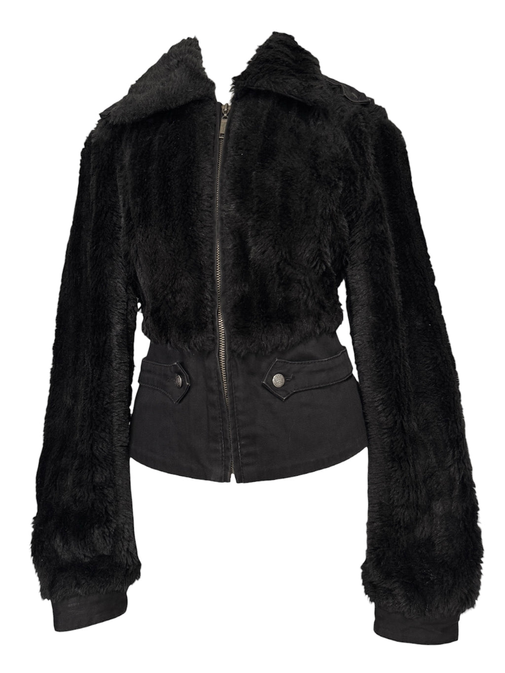 Midnight Black Furry Zip Jacket