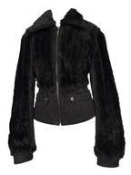 Midnight Black Furry Zip Jacket