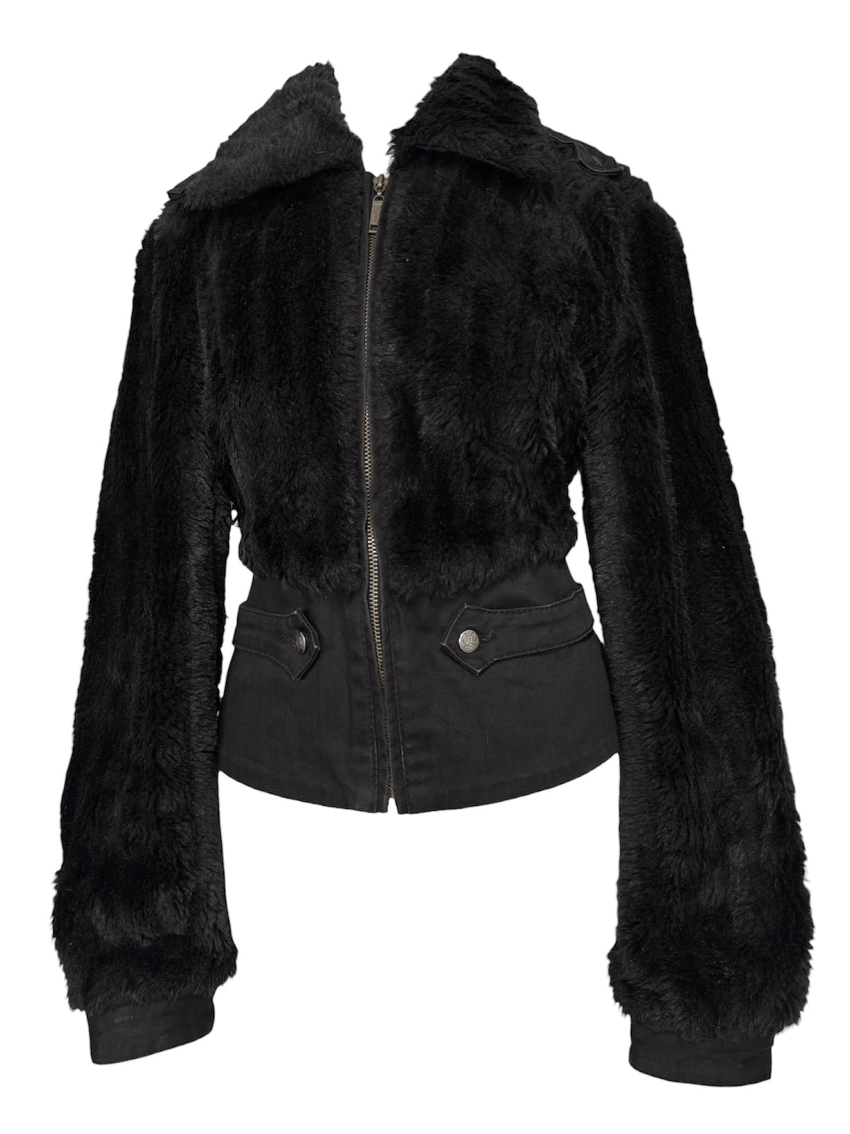 Midnight Black Furry Zip Jacket