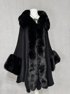 Midnight Faux-Fur Cape