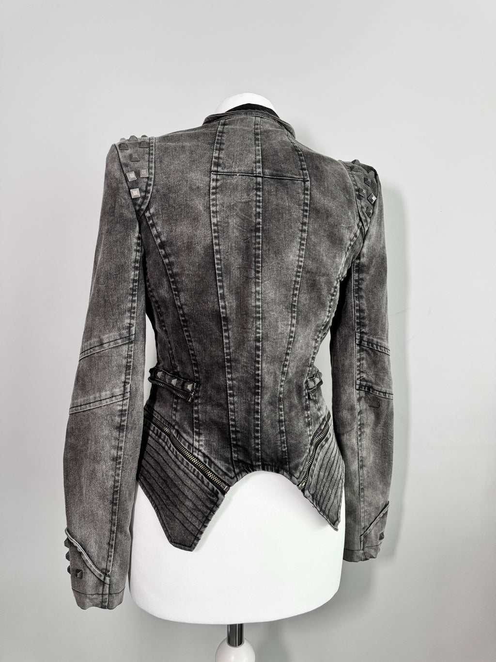 Acid Wash Gothic Biker Jacket