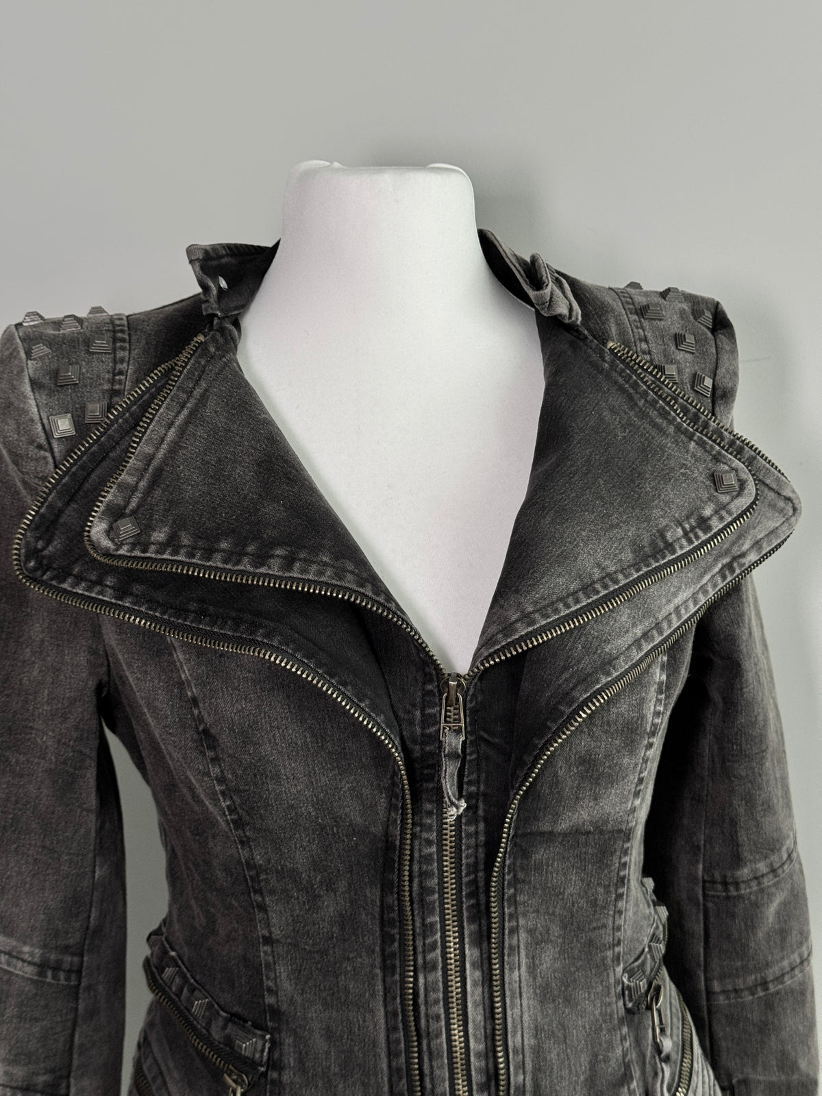 Acid Wash Gothic Biker Jacket