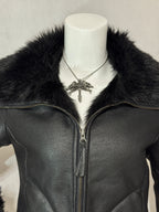 Midnight Faux-Fur Leather Jacket
