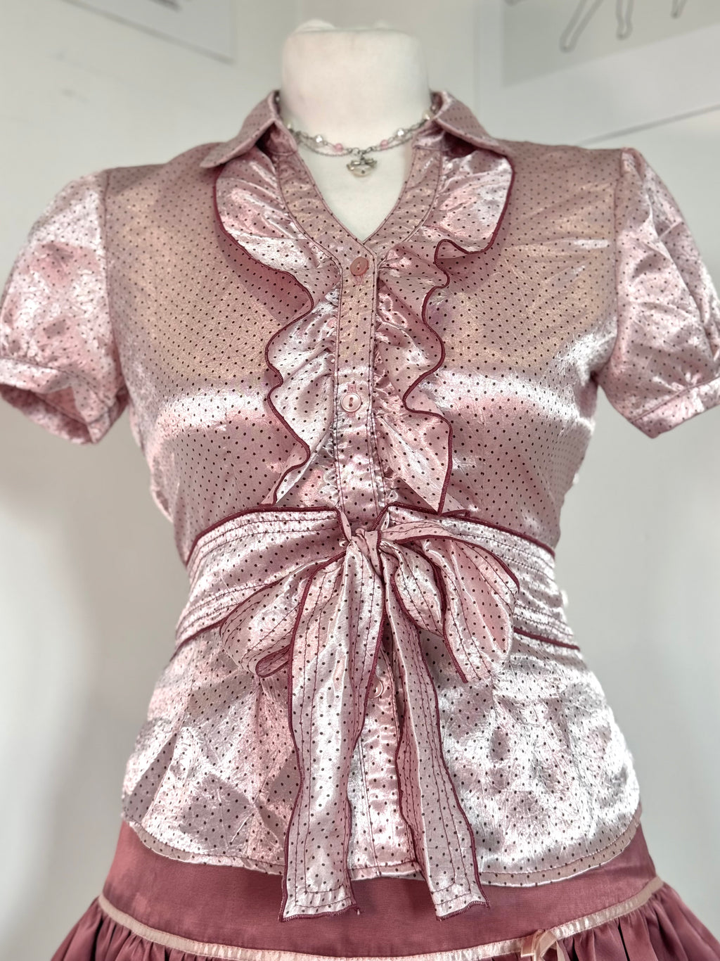 Pink polka dot set (shirt & bubble skirt)