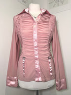 Dusty pink satin shirt with drapery