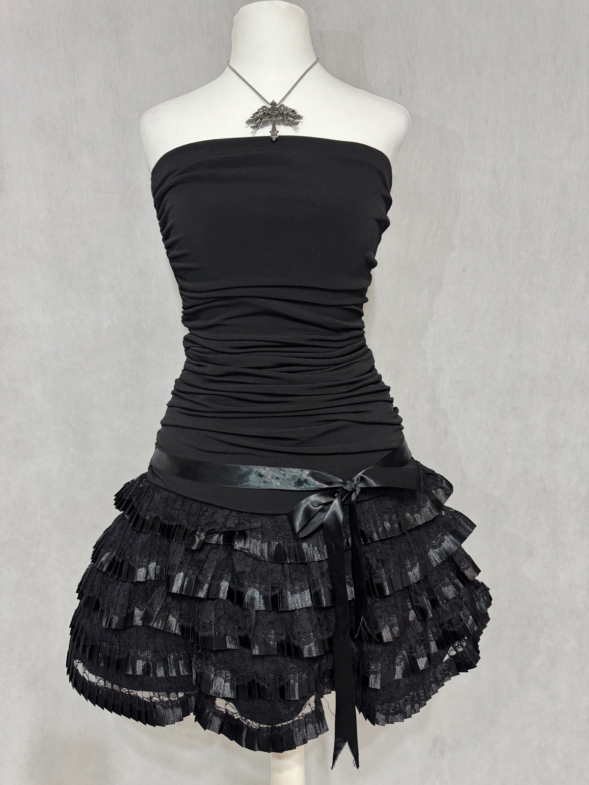 Midnight Black Lace Ruffle Dress