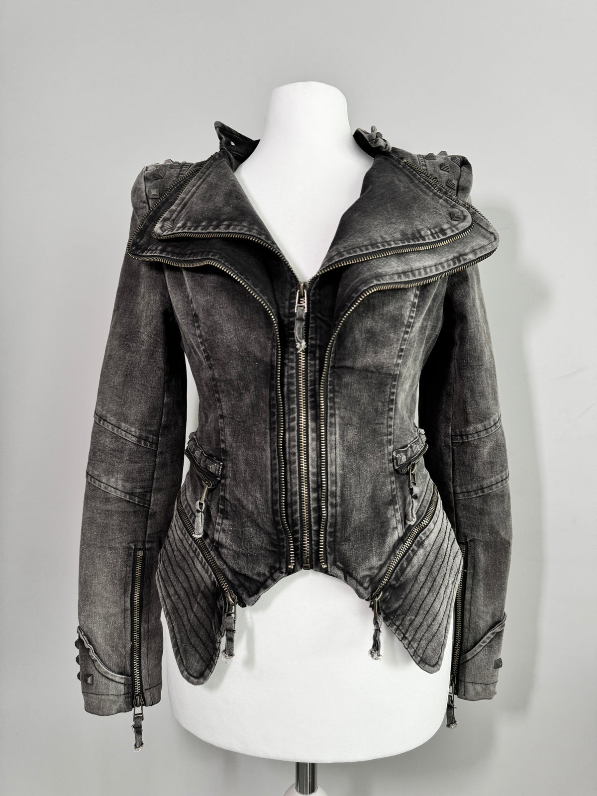Acid Wash Gothic Biker Jacket