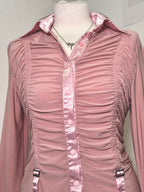 Dusty pink satin shirt with drapery