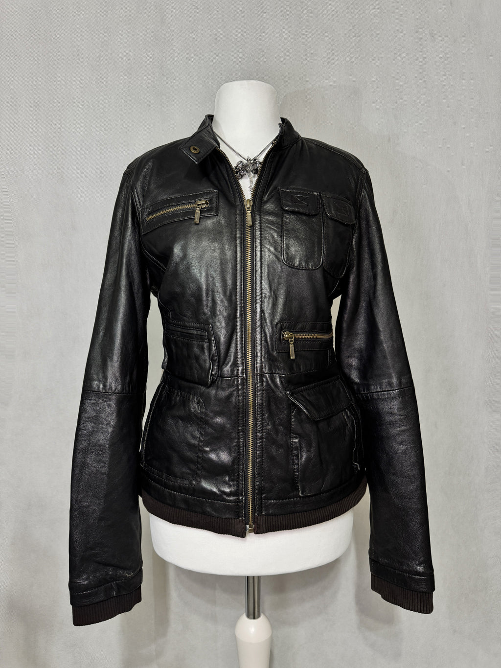 Black Utility Leather Jacket