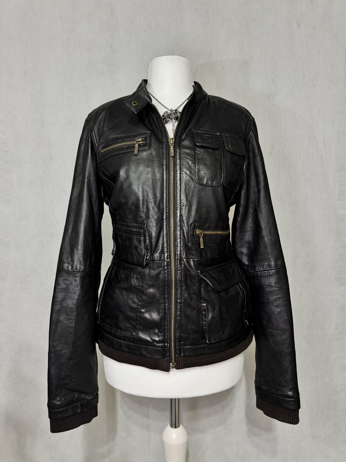 Black Utility Leather Jacket