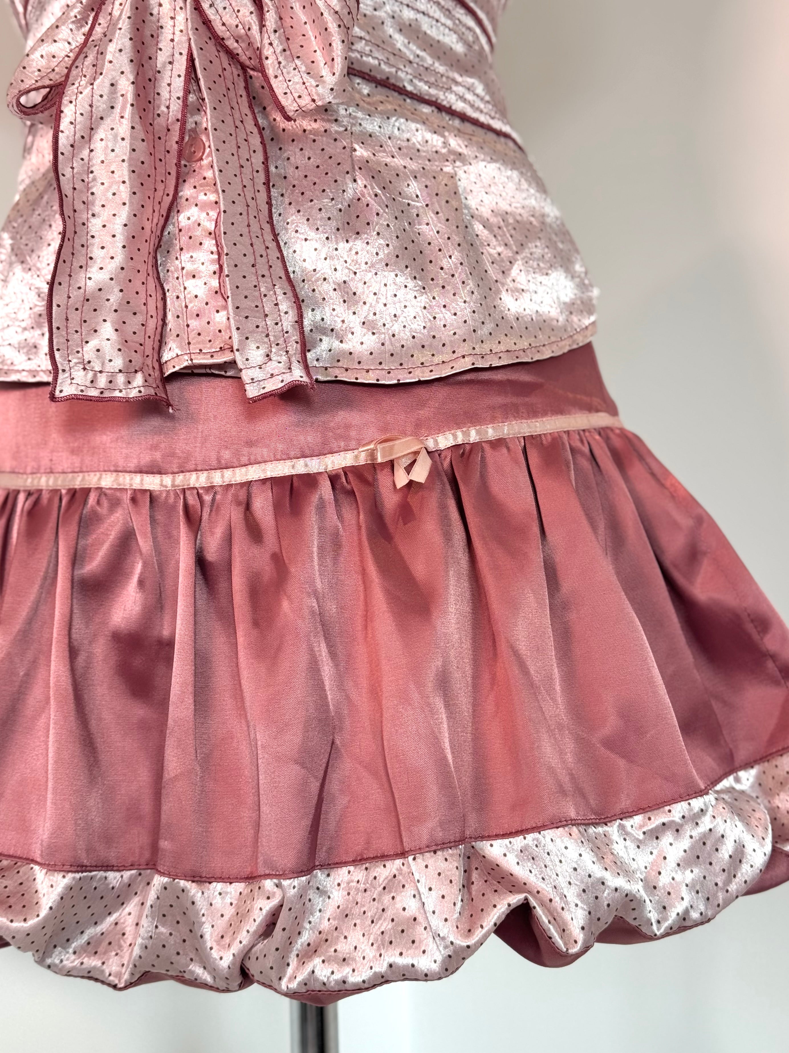 Pink polka dot set (shirt & bubble skirt)