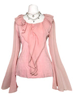 Dreamy pink bellsleeves top with ruffles