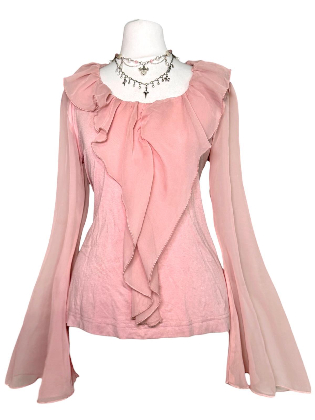 Dreamy pink bellsleeves top with ruffles