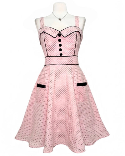 Hell Bunny Pink Polka Dot Rockabilly Dress