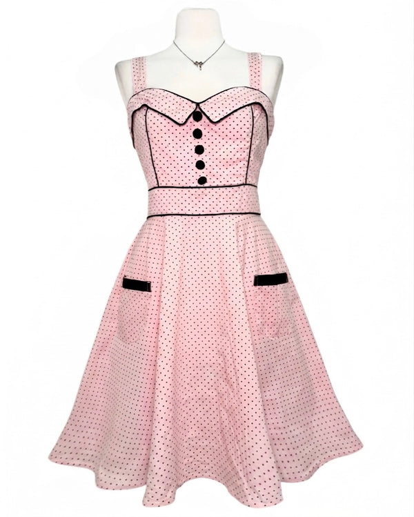 Hell Bunny Pink Polka Dot Rockabilly Dress