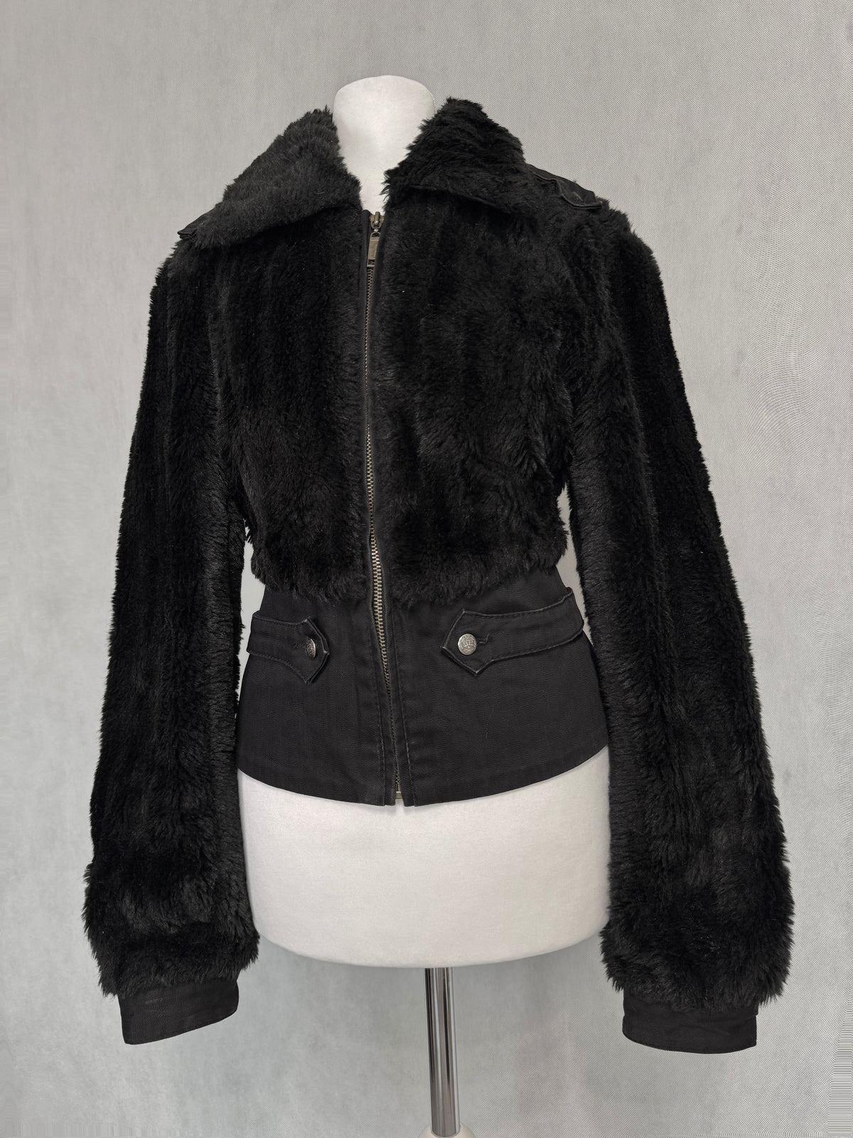 Midnight Black Furry Zip Jacket