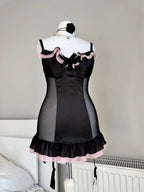 Black & Pink Coquette Corset Top