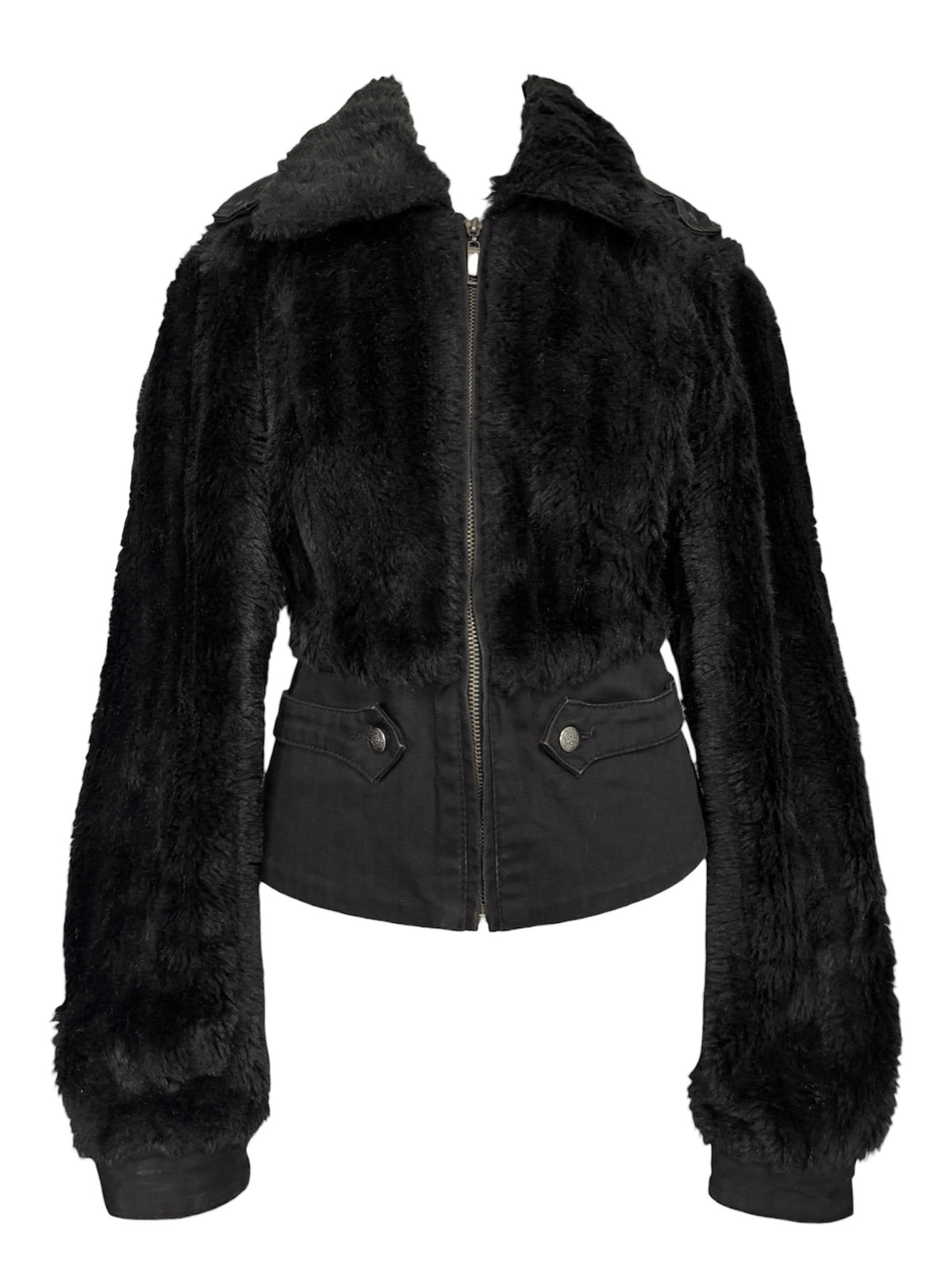 Midnight Black Furry Zip Jacket