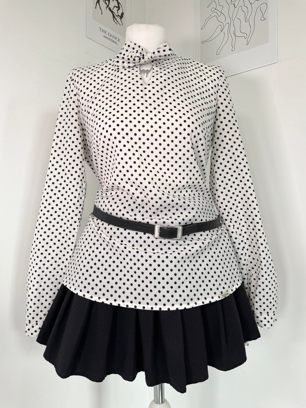 Vintage 60s preppy Polka dot elegant shirt