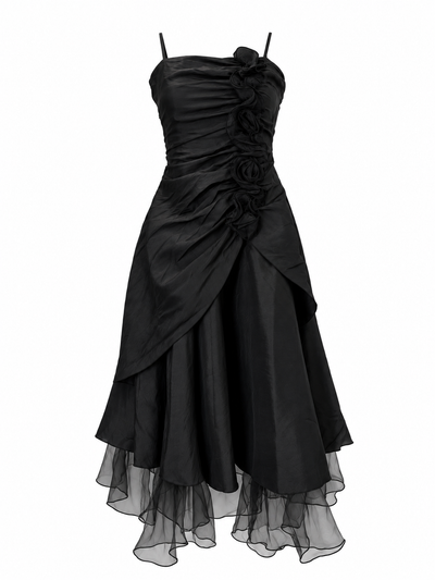 Black Rose Draped Midi Dress
