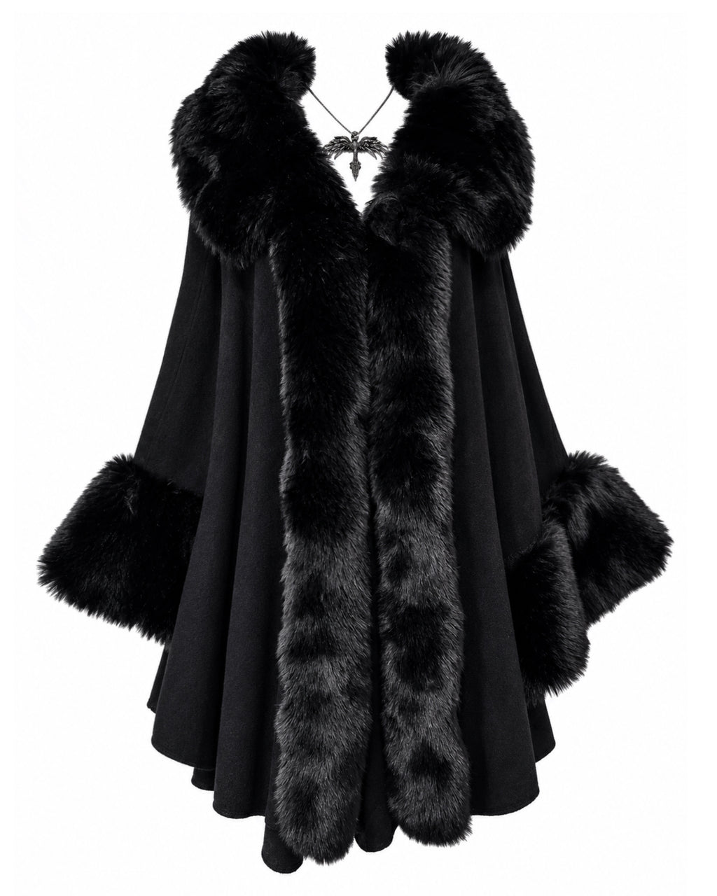 Midnight Faux-Fur Cape