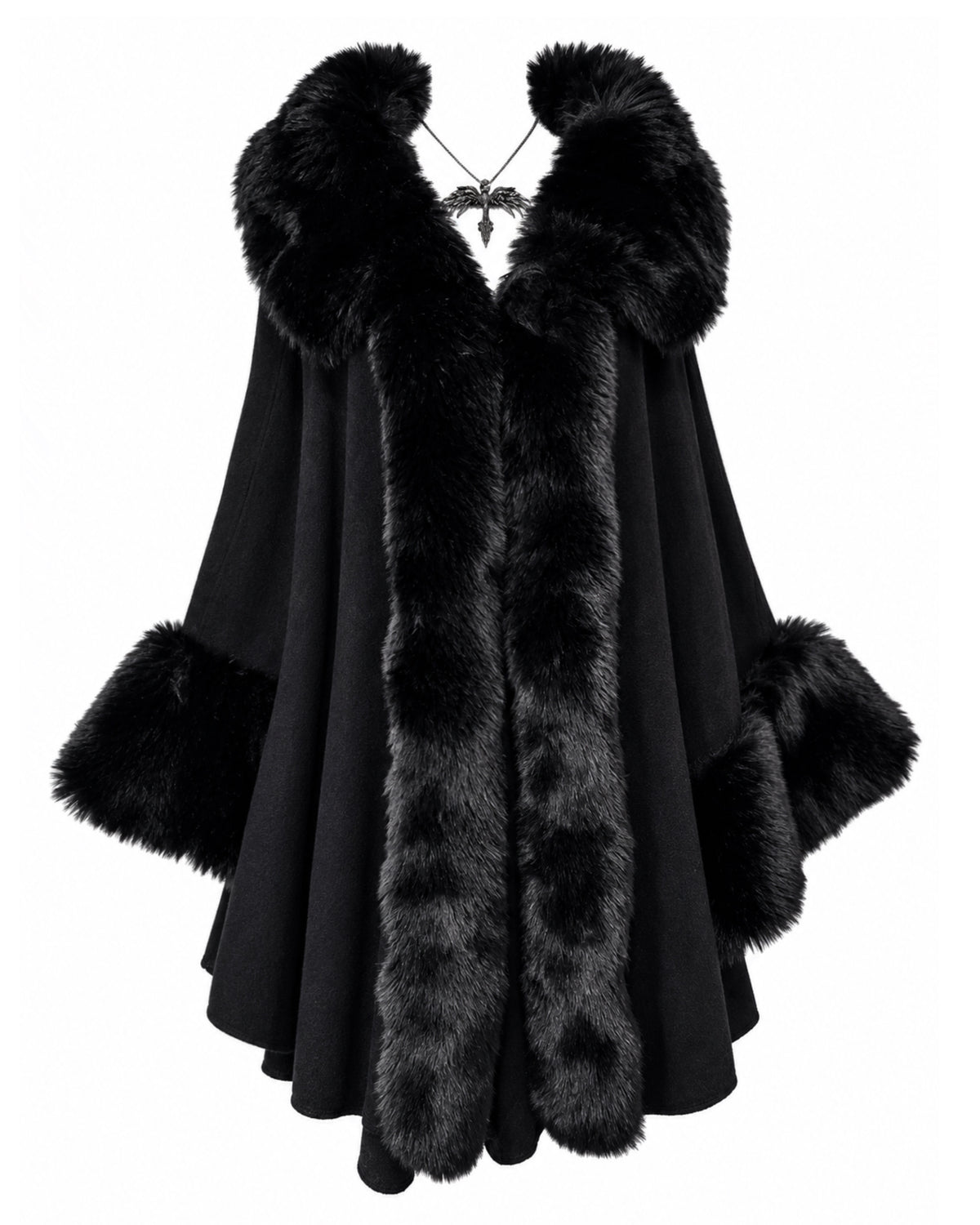 Midnight Faux-Fur Cape