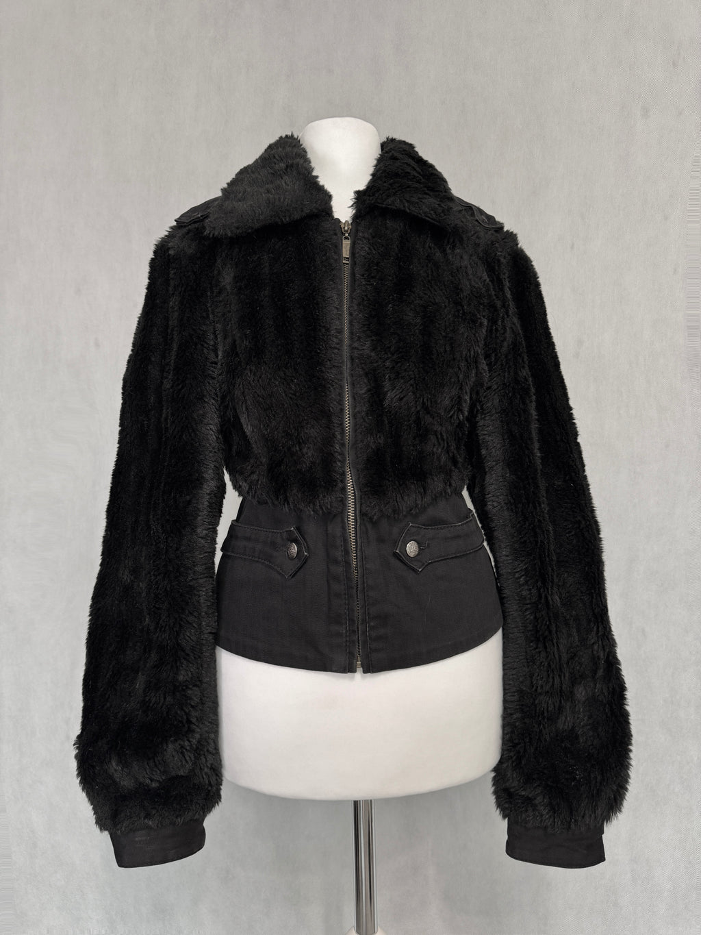 Midnight Black Furry Zip Jacket
