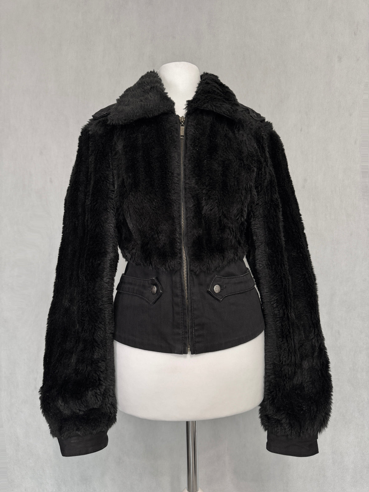 Midnight Black Furry Zip Jacket