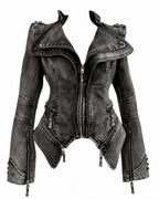 Acid Wash Gothic Biker Jacket