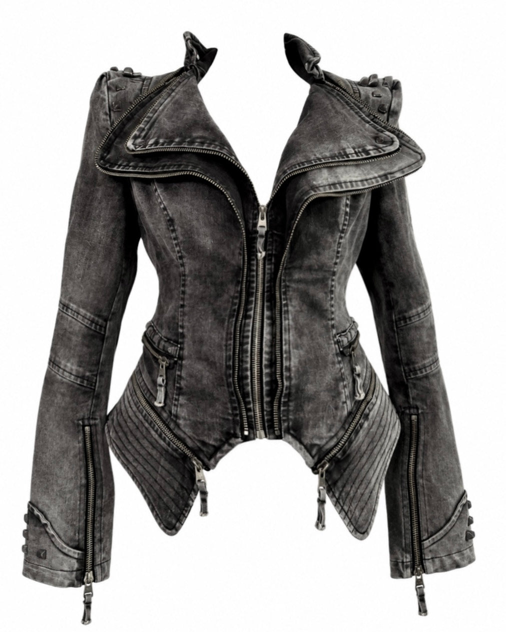 Acid Wash Gothic Biker Jacket
