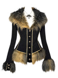 Gothic Vintage Faux-Fur Trim Jacket