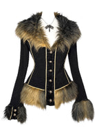 Gothic Vintage Faux-Fur Trim Jacket